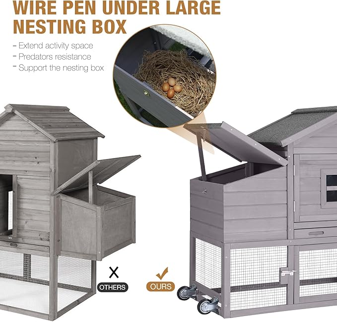 Gutinneen Chicken Coop 69" Chicken House with Large Nesting Box Outdoor Rabbit Hutch with UV Proof Roof,Waterproof