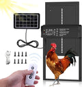 Solar Powered Automatic Chicken Coop Door,Solar Chicken Coop Door with Remote Control, LCD Display Automatic Chicken Door Function with Timer, Light Sensor, Anti-Pinch,Made of Aluminum Alloy and ABS