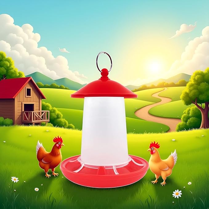 Chicken Feeder and Waterer Set Bird Small Poultry Feeder Flip Top Bird Small Poultry Feeding for Pigeon Chick Drinker Duckling Quail Feeding Dispenser,Poultry Feeding Supplies (5.4Ounce,Red)