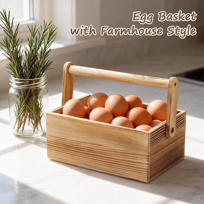 Egg Basket,Wooden Egg Basket for Gathering Fresh Eggs,Chicken Egg Collecting Basket,Fresh Egg Storage Countertop Farmhouse Kitchen Decor