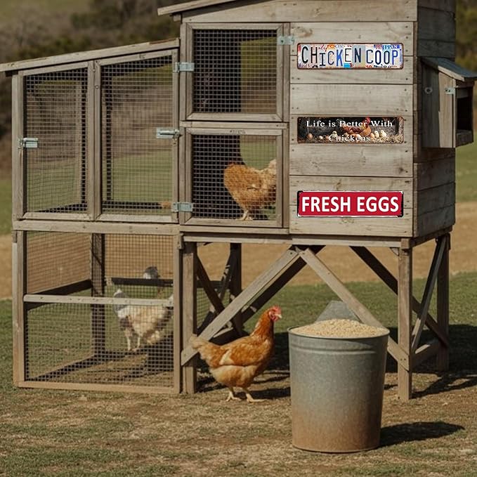 Chicken Coop Accessories Vintage Farmhouse Kitchen Wall Decor Outdoor Funny Metal Tin Signs Farm Decor For Home Chickens Wall Art Chicken Posters Chickens Gifts For Men Chicken Coop Sign 4x16 Inch