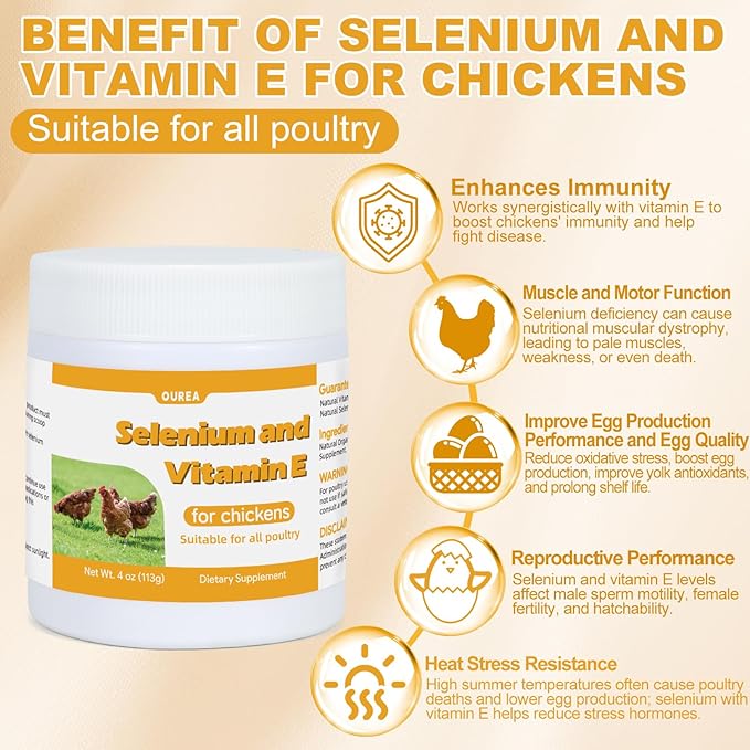 E+S Poultry Vitality Formula | Selenium for Chickens & All Poultry | Nutrient Support Powder for Energy Balance and Mobility | Feed Mix Additive for Healthy Growth