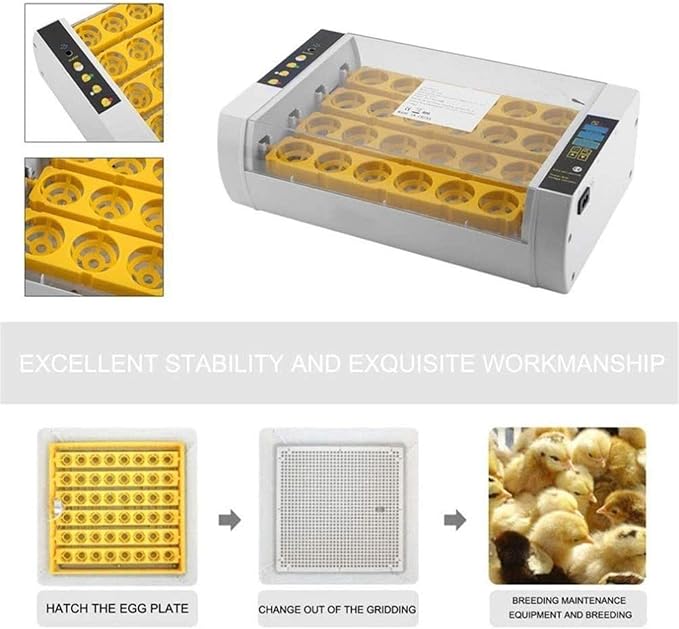 Egg Incubator, 24 Egg Incubator Automatic Turning Hatcher with Temperature Control Digital Poultry Brooder for Hatching Chickens Ducks Birds