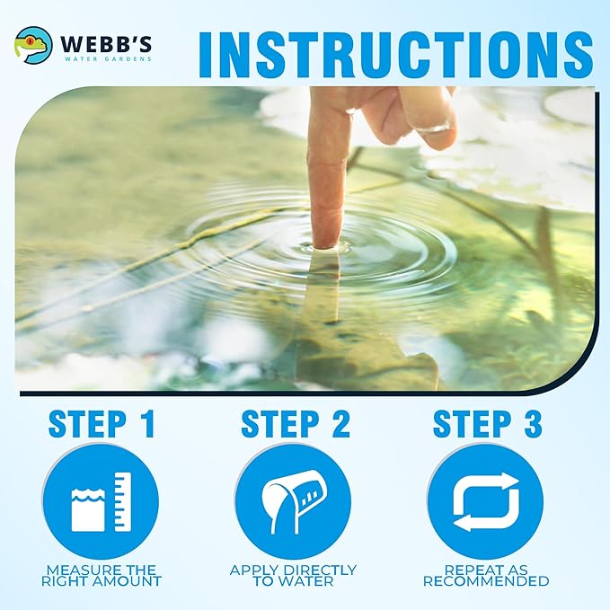 Webb's Water Garden All Season Beneficial Bacteria for Ponds, Enhances Water Clarity and Reduces Odors, Safe for Fish and Plants - 16 Ounces