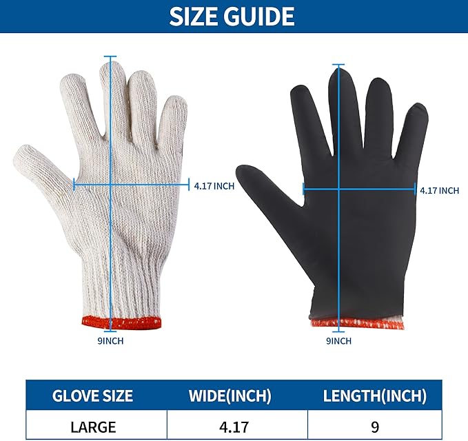 BBQ Gloves 6 Cotton Glove Liners and 100 Disposable Nitrile Gloves,Washable Cotton Liners Powder Latex Free Nitrile Gloves,Applies to Cooking Baking Grilling.