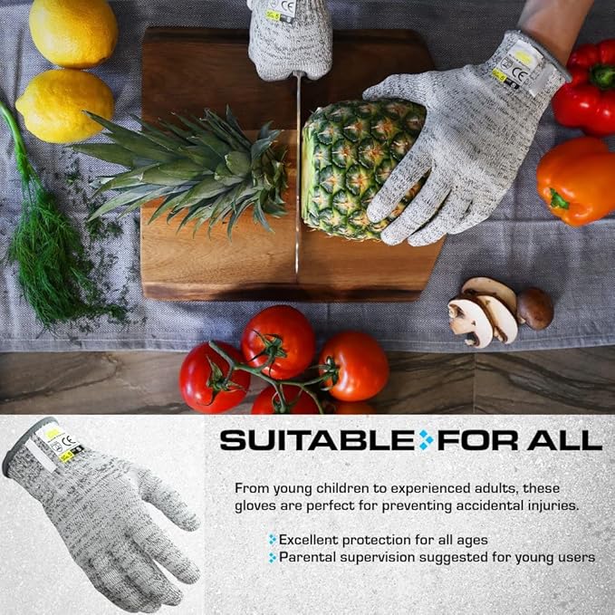 Glove Station Ultra Durable Series Cut Resistant Gloves - Cutting Gloves for Chefs, BBQ and Cooking - Level 5 Protection, Food Grade Safe Cut - Grey, X-Large Size