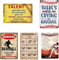 5 Pack Baseball Decor For Boys Room Vintage Baseball Tin Sign Baseball Stuff Accessories Wall Art Decor Posters Baseball Themed Party Decoration Motivational Quote Gifts Cool Boy Bedroom Decor 8x12 In