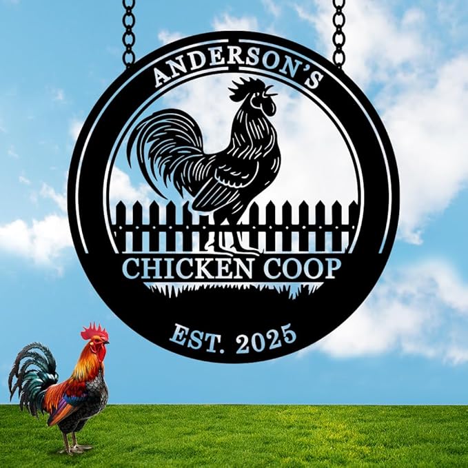 Custom Chicken Coop Signs for Farm, Personalized Hen House Family Name Sign, Large Outdoor Wall Decor, Custom Farm Metal Signs, Rustic Farmhouse Decor, Farmers Presents