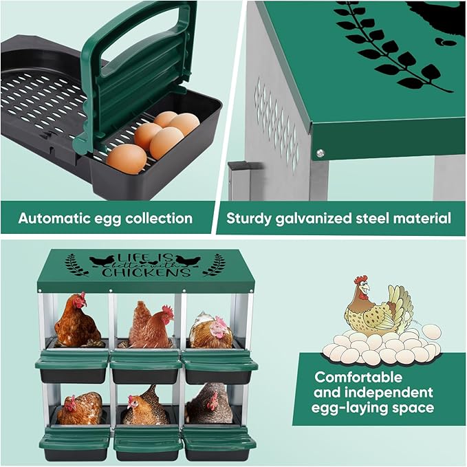 Tgeyd Nesting Boxes - 6 Holes for Laying Eggs - Chicken Brooder Box with Perch - Coops for Up to 24 Chickens