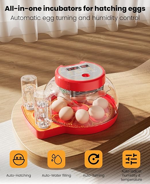 8-18 Chinken Incubators for Hatching Eggs with Automatic Egg Turning and Humidity Control Automatic Water Refill,Egg Candler Nature Right 360 Incubator Duck Quail Chick Turkey Hatching Incubator