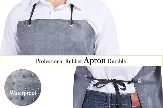 Nanxson Thick Rubber Waterproof Apron，Chemical Resistant，Heavy Duty Apron Adjustable for Dishwashing, Gardening, Butchering