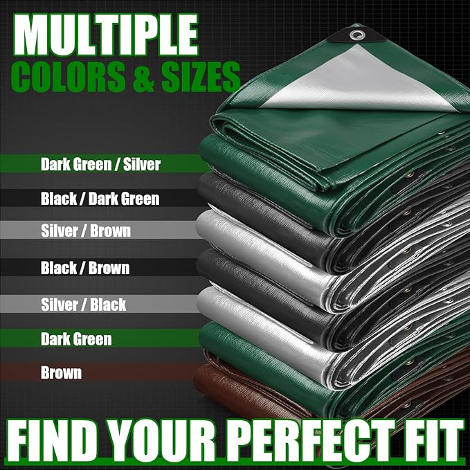 Sunvigor Tarp Waterproof 12x24Ft, Extra Thick 12 Mil Heavy Duty Tarp Cover, Tear & Fade Resistant, Outdoor Tarps with Brass Grommets and Reinforced Edges for Roof, Camping, Patio, Boat (Brown)