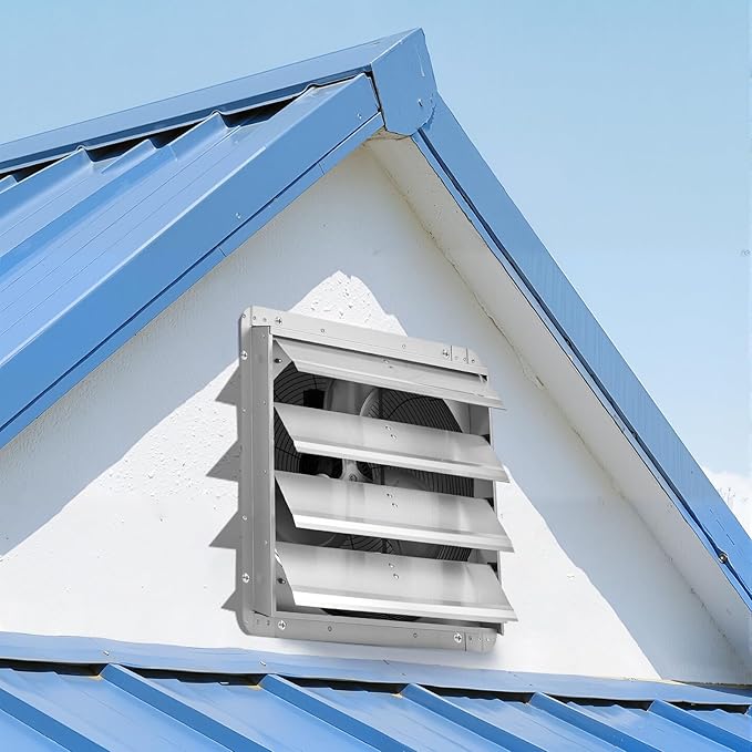 VEVOR 18'' Exhaust Fan, Wall Mounted Attic Fan with Variable Speed, 2200 CFM, Automatic Shutter, Ventilation and Cooling, Silver, Fan Only