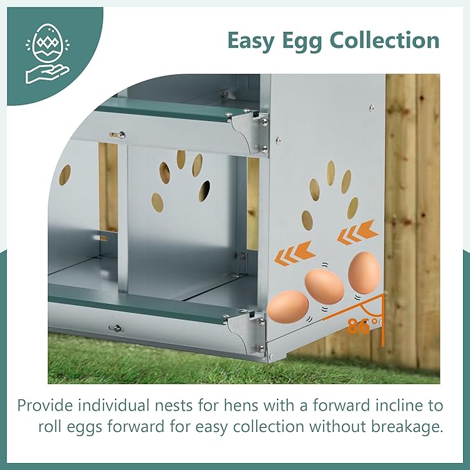 8 Compartment Chicken Nesting Boxes,for Laying Eggs, Metal Poultry Nest Box Wall Mount for Chickens, Hens, Large Vented Holes Chicken Coop Box