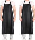 2 Pack Extra Long Bib Apron Set, Waterproof and Durable, Large Size 43.3x28.7 Inch, Black PVC Vinyl Coated, Ideal for Dog Grooming, Dishwashing, Butcher, Labs, Carpentry Work and Workshops