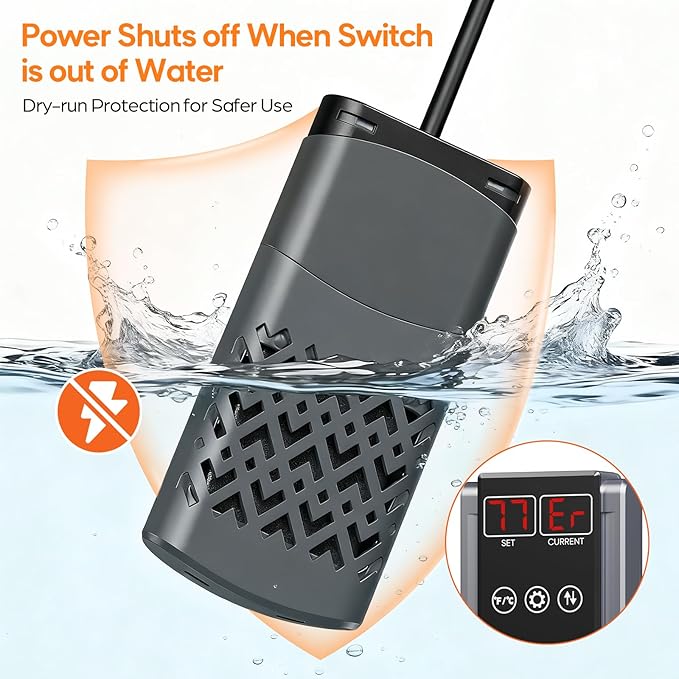 PTC Chicken Water Heater for Winter with Waterproof Thermostat Chicken Waterer Heater with LCD Display, Adjustable Temp, Energy-efficient, Safe Heated Poultry Waterer for Chicken, Pet, Bird Bath