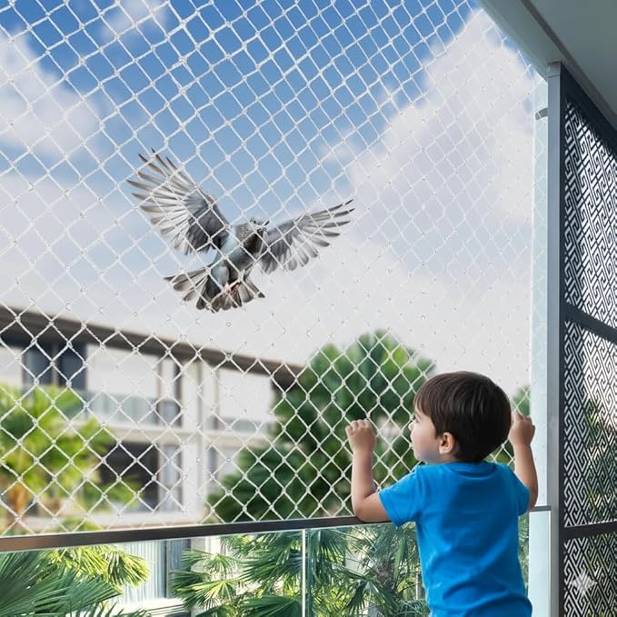 Azone 6x12 Ft Anti-Bird Net (72 Sq Ft) Nylon Bird Net with 15Pcs Plastic Cable Clips & Tying Ropes