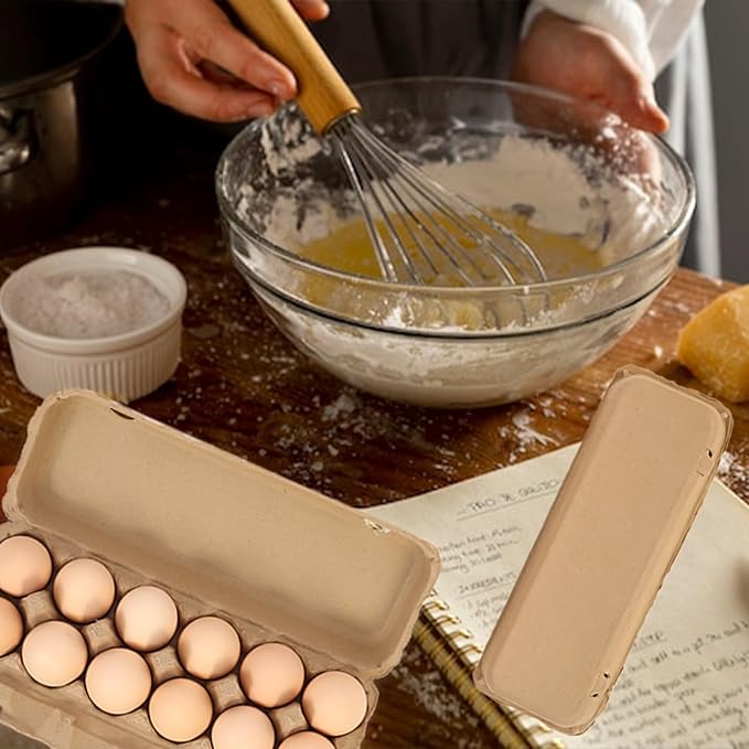 15 Pack Egg Cartons Bulk, 12 Count Reusable Empty Natural Paper Pulp Egg Cartons, Sturdy Design Egg Holder Containers for Fresh Chicken Eggs