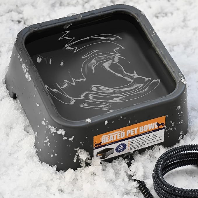 Heated Water Bowl for Outdoor Dogs Cats, 3.5L / 120oz Large Heated Pet Water Bowl with Chew Resistant Power Cord, Thermal-Bowl No-Freeze Heated Dog Water Dish for Winter, Rabbit Chicken Duck Bird Use