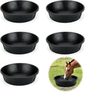 5Pcs Heavy Duty Rubber Feeder Pan, 12Q/3Gal Horses Feed Pan, Large Feed Bucket for Animal Feeding, Livestock Water Bowl Chicken Dust Bath Tub for Horse Goat Pig Dog Farm Livestock Poultry