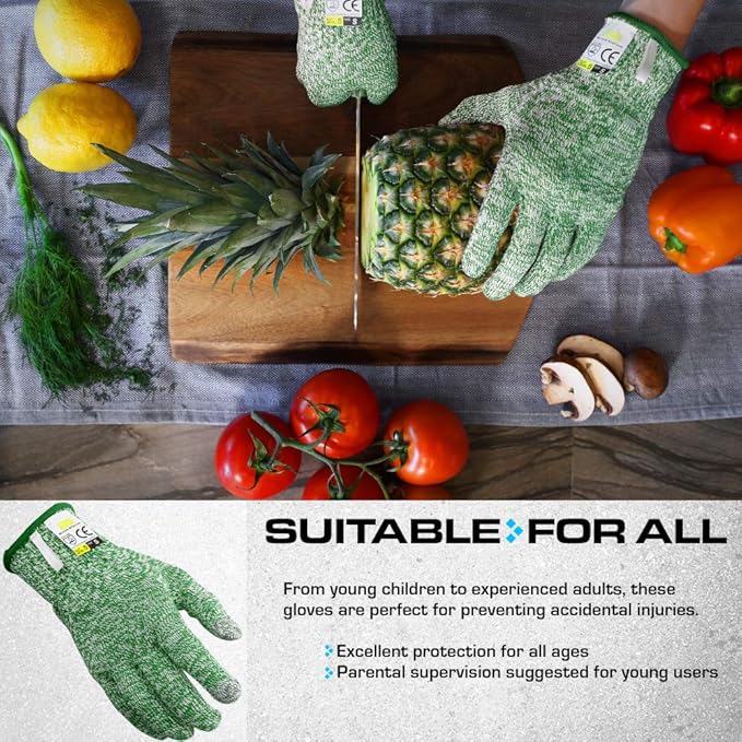 Glove Station Ultra Durable Series Cut Resistant Gloves - Cutting Gloves for Chefs, BBQ and Cooking - Level 5 Protection, Food Grade Safe Cut - Green, Small Size