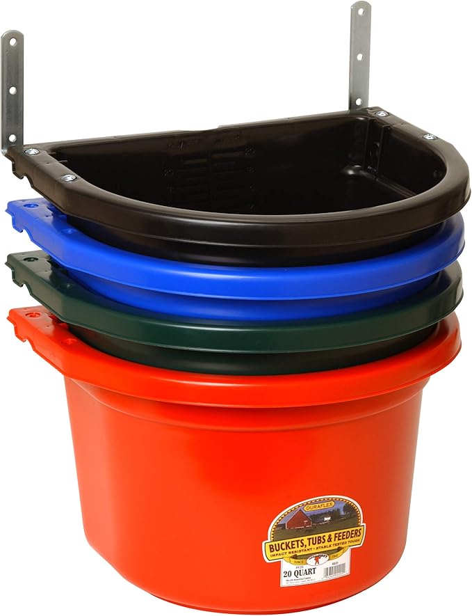 Little Giant® Plastic Fence Feeder | Pig Feeder | Clip On Fence Feeder | Mountable Feed Bucket | 20 Quarts | Blue