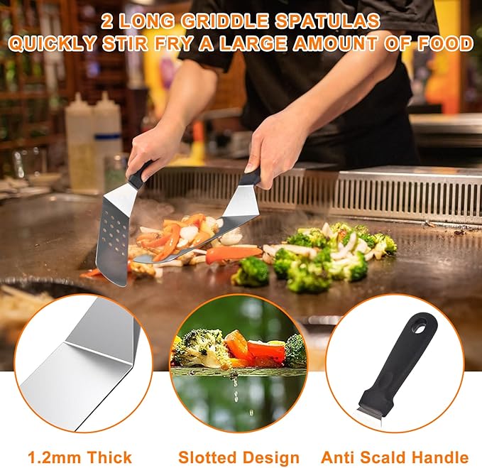 Blackstone Griddle Accessories Kit, 23Pcs Grilling Accessories Set for Camp Chef, Flat Top Griddle Accessories with Scraper, Spatula, Basting Cover, Outdoor Grill Tools, White Elephant Gifts