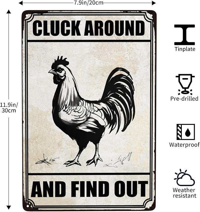 Chiken Gifts Funny Chicken Metal Sign For Home Chicken Decor Coop Rooster Decorations Farm Kitchen Chicken Wall Stuff 8x12 Inches