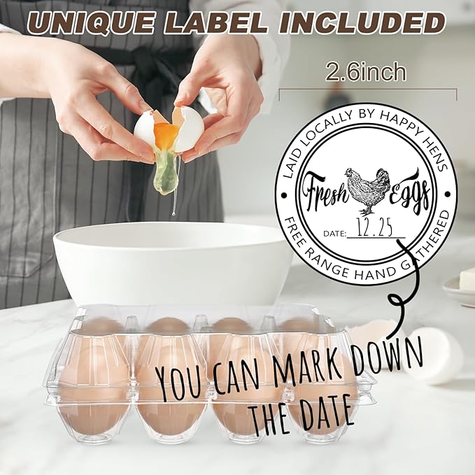 Zhanmai 120 Pcs Plastic Egg Cartons Bulk 12 Count Clear Reusable Large Egg Tray Container Holder with Sticker Labels for Family Chicken Farm Business Market Display