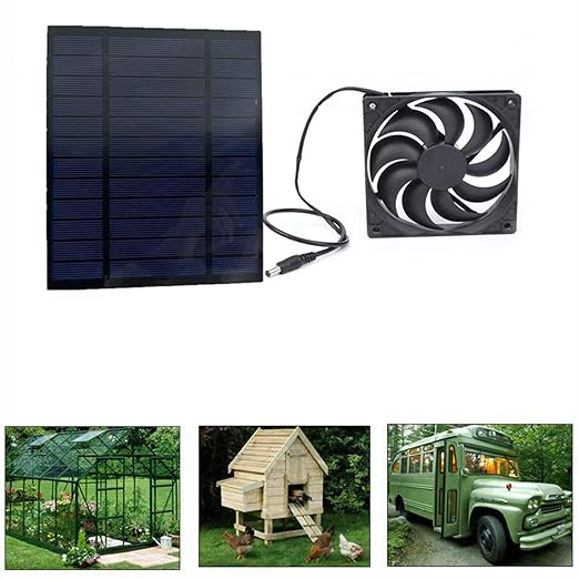 Solar Powered Exhaust Fan, 10W 12V 2A Wall Mount Ventilation and Cooling Dual Fans Waterproof Window Exhaust Ventilator, Portable Solar Panel Fan Kit for Chicken Coop, Greenhouse, Dog House