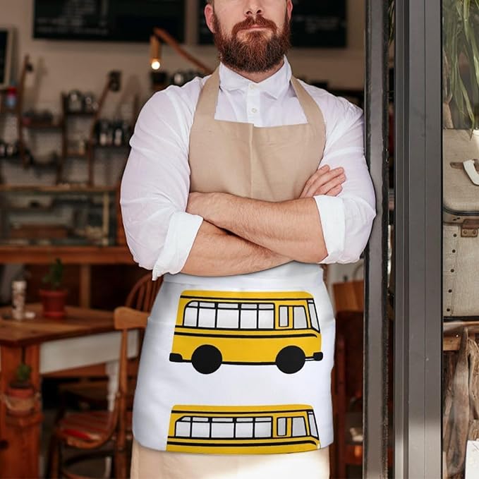 Server Waist Aprons Waitress Unisex Chef Works Half Apron with 3 Pockets