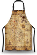 Baking Apron for Women Pirate Treasure Map Fun Aprons for Men for Kitchen Cooking Restaurant BBQ Painting Crafting 27” (W) x 31” (H), Waterproof Aprons