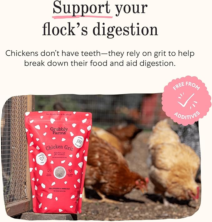 Grubbly Farms Coop Necessities Bundle - Chicken Grit, Layer Calcium & Coop Conditioner - Proper Digestion, Strong Eggshells & Odor Control - Rose Quartz Grit, Aragonite Calcium, Deodorizer - 3 Pack