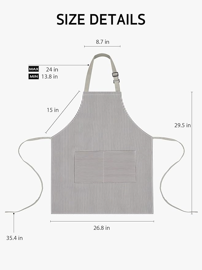 Syntus Adjustable Bib Apron with 2 Pockets Cooking Kitchen Aprons for Women Men Chef