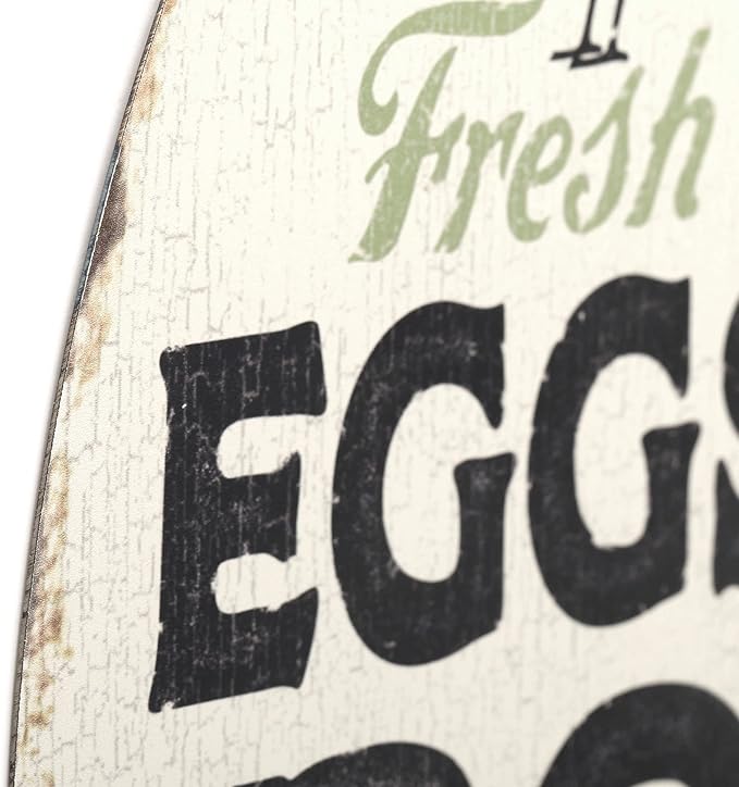Rustic Fresh Eggs Metal Sign - Farmhouse Wall Art for Chicken Coop, Dining Room, or Kitchen