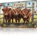 Cow Tin Sign Farm Metal Sign Highland Cows The Love of A Family Rustic Decor Vintage Tin Sign Home Kitchen Bar Cafe Farm Club Cave Wall Decor 12 * 8in