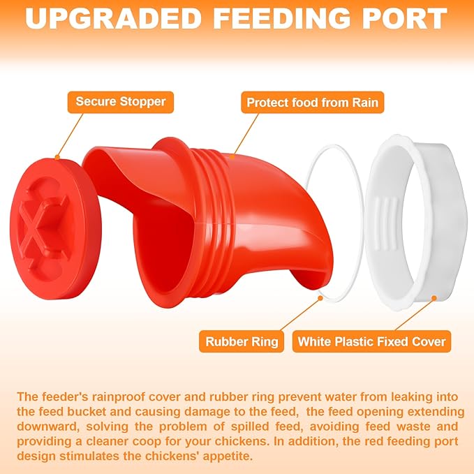 100 LB Automatic Chicken Feeder 10 Port L No-Waste Ports Heavy-Duty Outdoor Metal Feeder with Adjustable Height,Locking Lid & Riveted Handles,Rustproof Feed Box for Poultry & Backyard