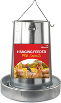 Stromberg's Metal Hanging Poultry Feeder, Galvanized Heavy Duty Steel, Holds 44 lbs, Rolled Edges for Safety, Secure Feed Flow Lock, Versatile Use Free Standing or Hanging