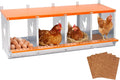 Chicken Nesting Box, 4 Compartment Metal Nesting Boxes for Chickens, Wall Mountable Chicken Laying Boxes, Easy Egg Collection, with Nesting Pads, Indoor & Outdoor Use, 42.5" L x 17" W x 15" H