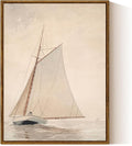 InSimSea Framed Canvas Wall Art, Classical Coastal Wall Decor White Sailboat Seascape Artwork Vintage Painting Beach Home Decor Boho Wall Pictures Farmhouse Art Prints Bathroom Office 12x16in