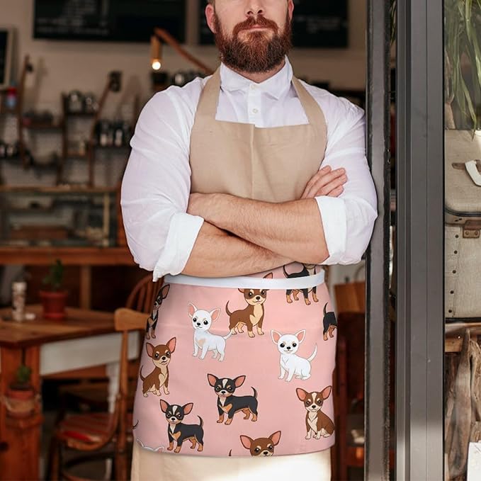Server Apron with 3 Pockets Waist Waiter Waitress Half Apron Short Aprons