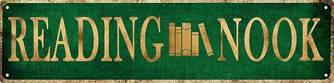 Vintage Reading Nook Metal Tin Sign 4x16 in Rustic Perfect for Home Cabin Porch or Bedroom Decor Ideal Holiday Gift Home Wall Art Decor