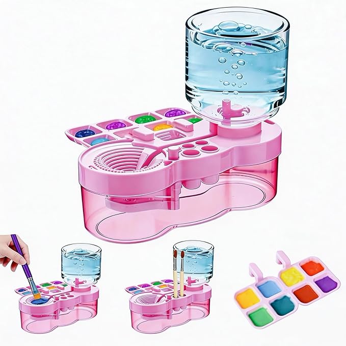Paint Brush Cleaner Tool - Brush Washer Painting Station, Paintbrush Cleaners Water Dispenser Circulation, Easter Art Acrylic Cleaning Watercolor Rinser for Kids Adult Artist