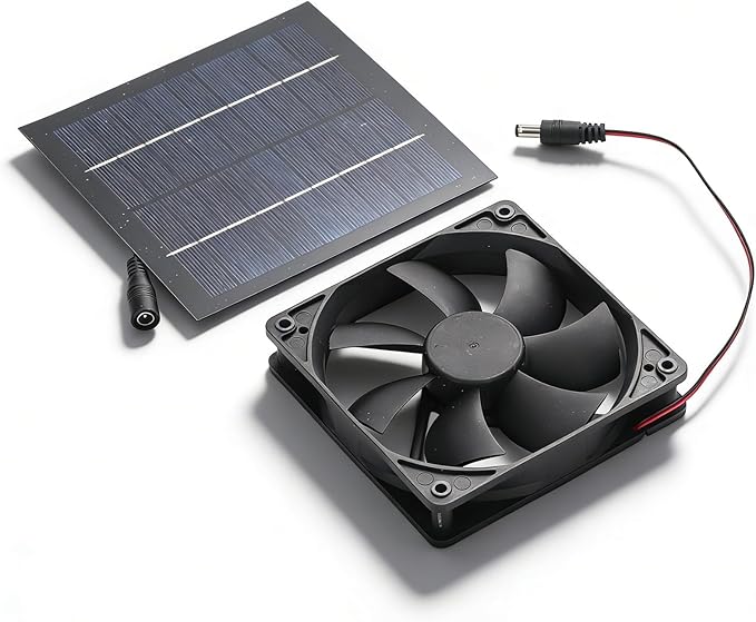 Zunate Solar Powered Fan, 20W IP65 Solar Panel Fan Kit, Window Exhaust for Outside Small Chicken Coops Greenhouses