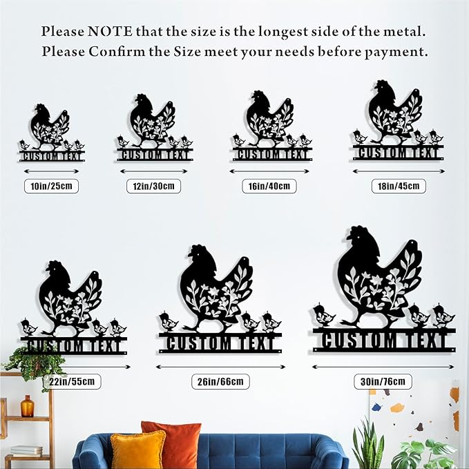 Custom Chicken Coop Metal Sign, Personalized Chicken Coop Sign for Outside, Custom Metal Hen House Farm Signs, Chickens Hen House Farmhouse Wall Art Decor