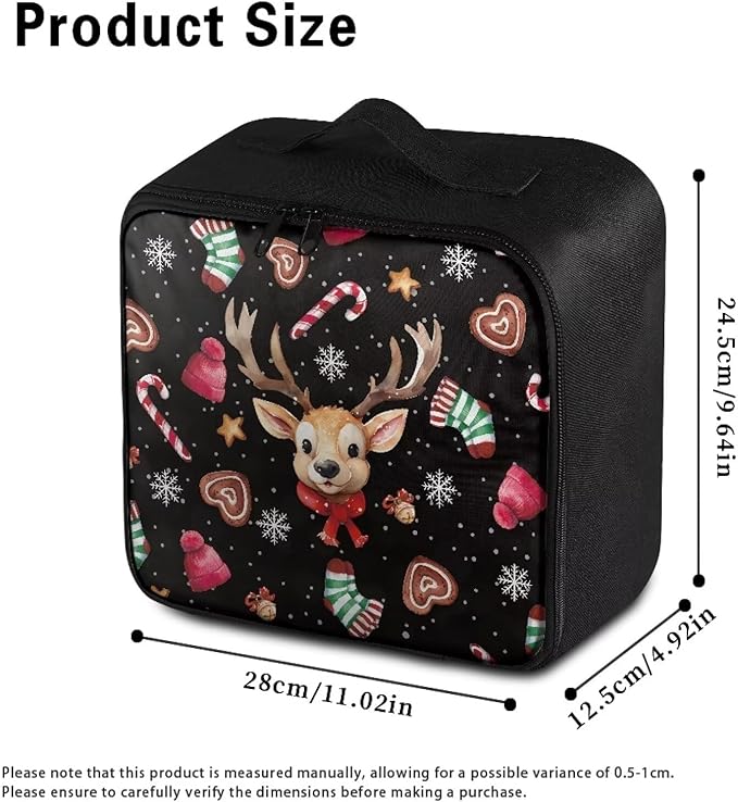 Rnyleeg Christmas First Aid Bag Black Empty First Aid Kit for Home Travel Medicine Bag Organizer Portable Car Medical Kit Cute Elk