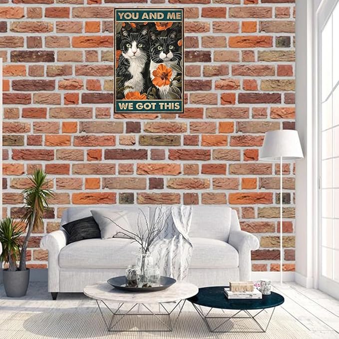 Metal Sign You And Me We Got This Cat Retro Aluminum Sign for Home Office Kitchen Bar Cafe Garden Wall Decor 12x8 Inch