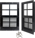 Yuzzy 24" x 27" Shed Windows with Tempered Glass and Fiberglass Screen, 2 Pack Small Sliding Windows for Shed, Chicken Coop, Playhouse, Household, Garage, Barns (Black)