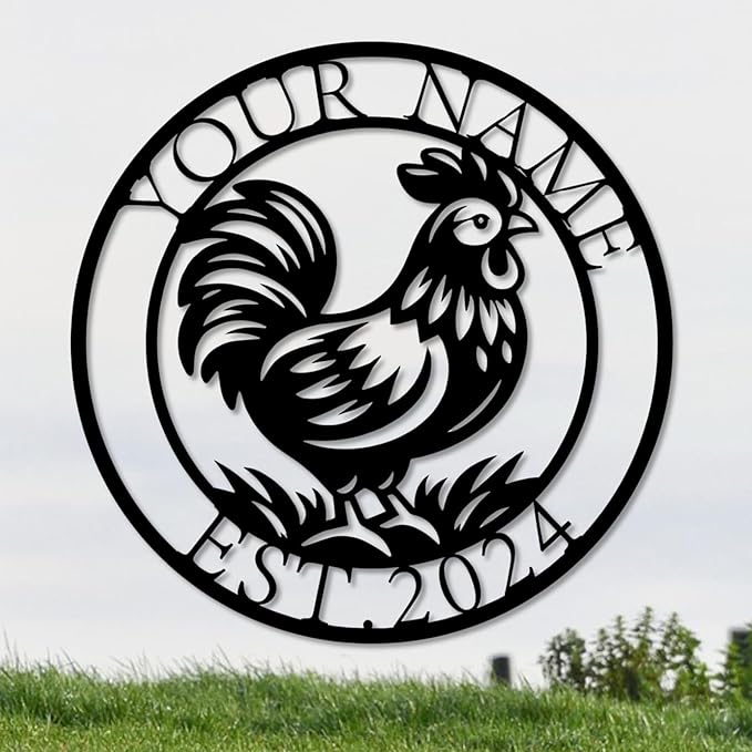 Personalized Chicken Coop Metal Sign,Custom Chicken Farm Metal Wall Art,Personalized Chicken MetalSign, Metal Chicken Farmhouse Sign,Hen House Sign, Funny Chicken Farm Decor (Style B)