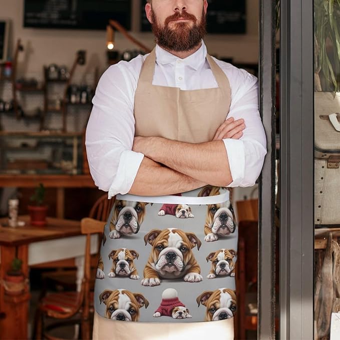 Half Apron with 3 Pockets Chef Cooking Kitchen Restaurant Aprons for Women Men